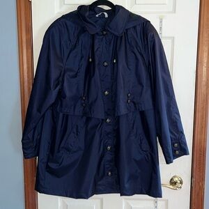 VTG-currentseen-L-navy blue-plaid -removable lining jacket/coat/windbreaker.
